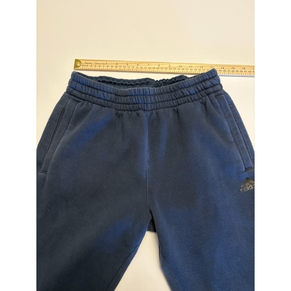 Adidas Joggers Men Medium Blue Fleece Athletic Sweatpants Drawstring Zip Ankle
